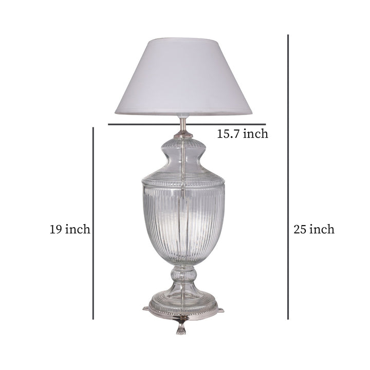 Orris Clear Glass Table Lamp With White Cotton Shade