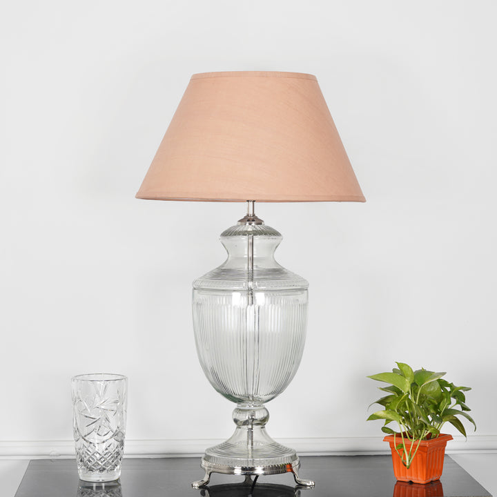 ORRIS Clear Glass Table Lamp With White Cotton Shade