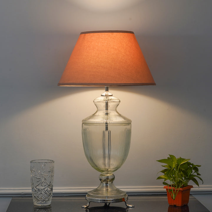 ORRIS Clear Glass Table Lamp With White Cotton Shade
