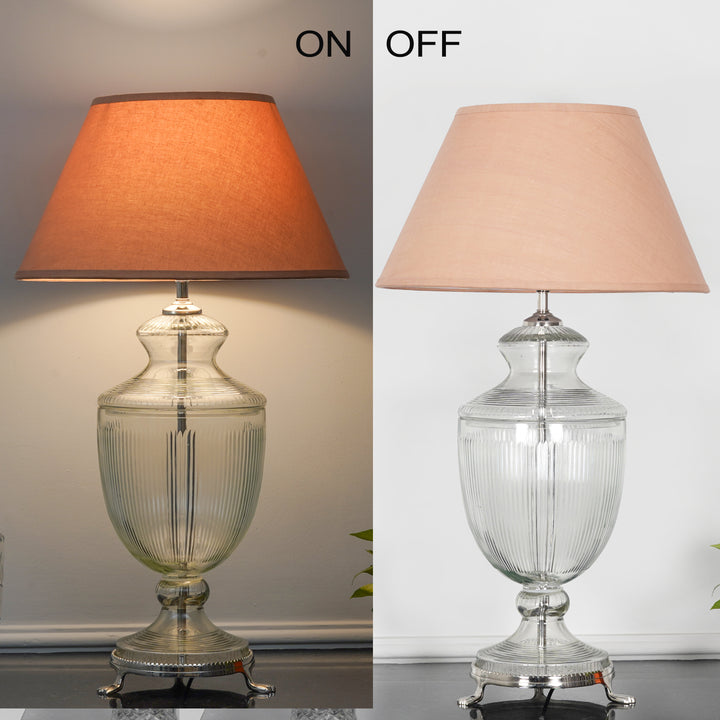 ORRIS Clear Glass Table Lamp With White Cotton Shade