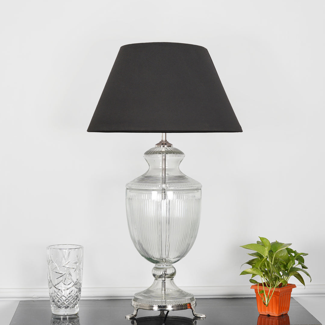 ORRIS Clear Glass Table Lamp With White Cotton Shade