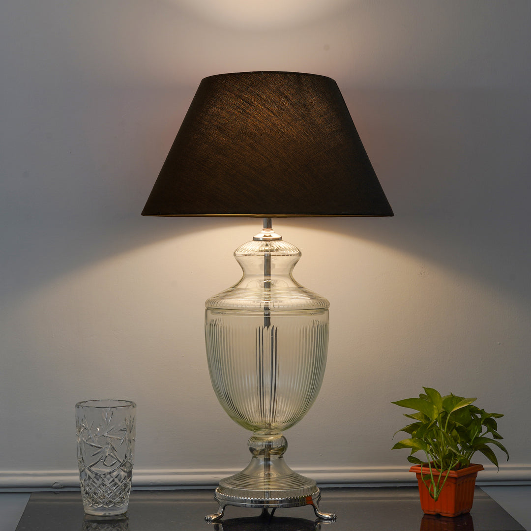 ORRIS Clear Glass Table Lamp With White Cotton Shade