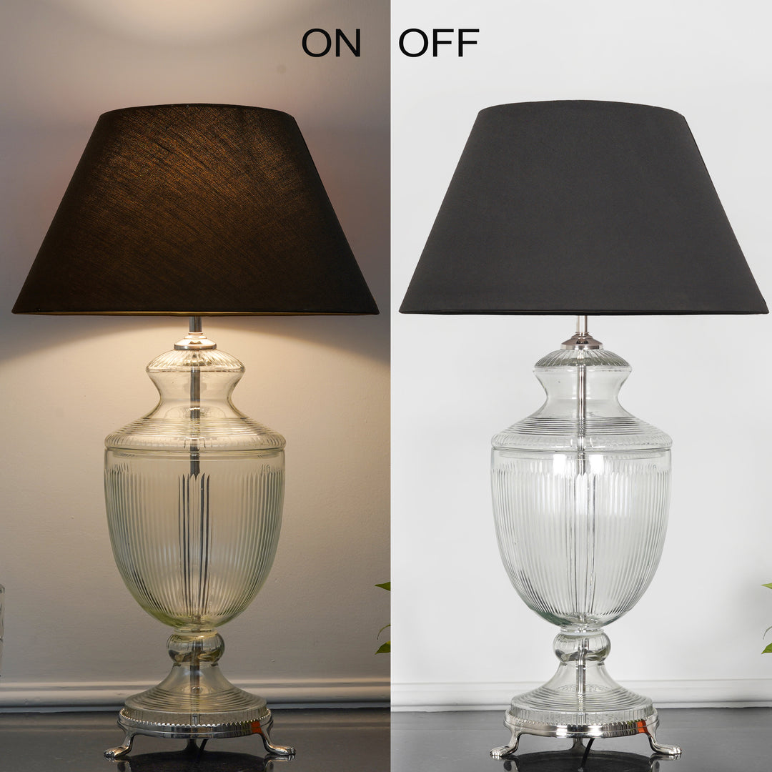 ORRIS Clear Glass Table Lamp With White Cotton Shade