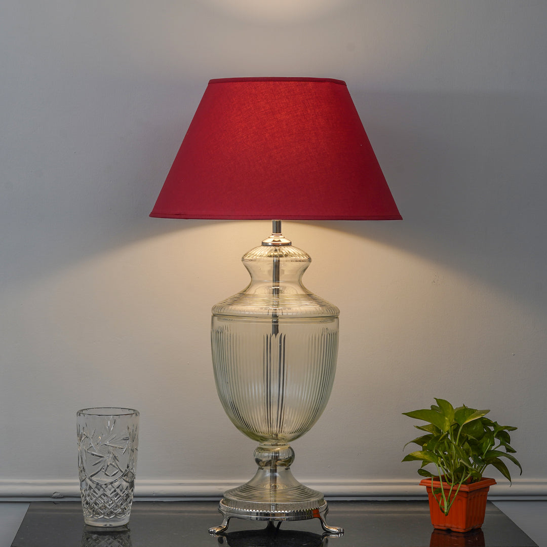 ORRIS Clear Glass Table Lamp With White Cotton Shade