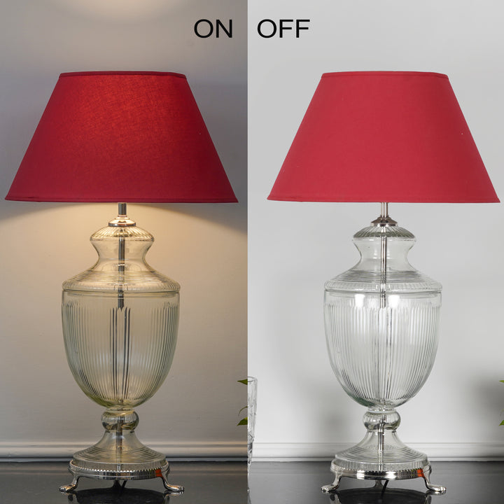 ORRIS Clear Glass Table Lamp With White Cotton Shade