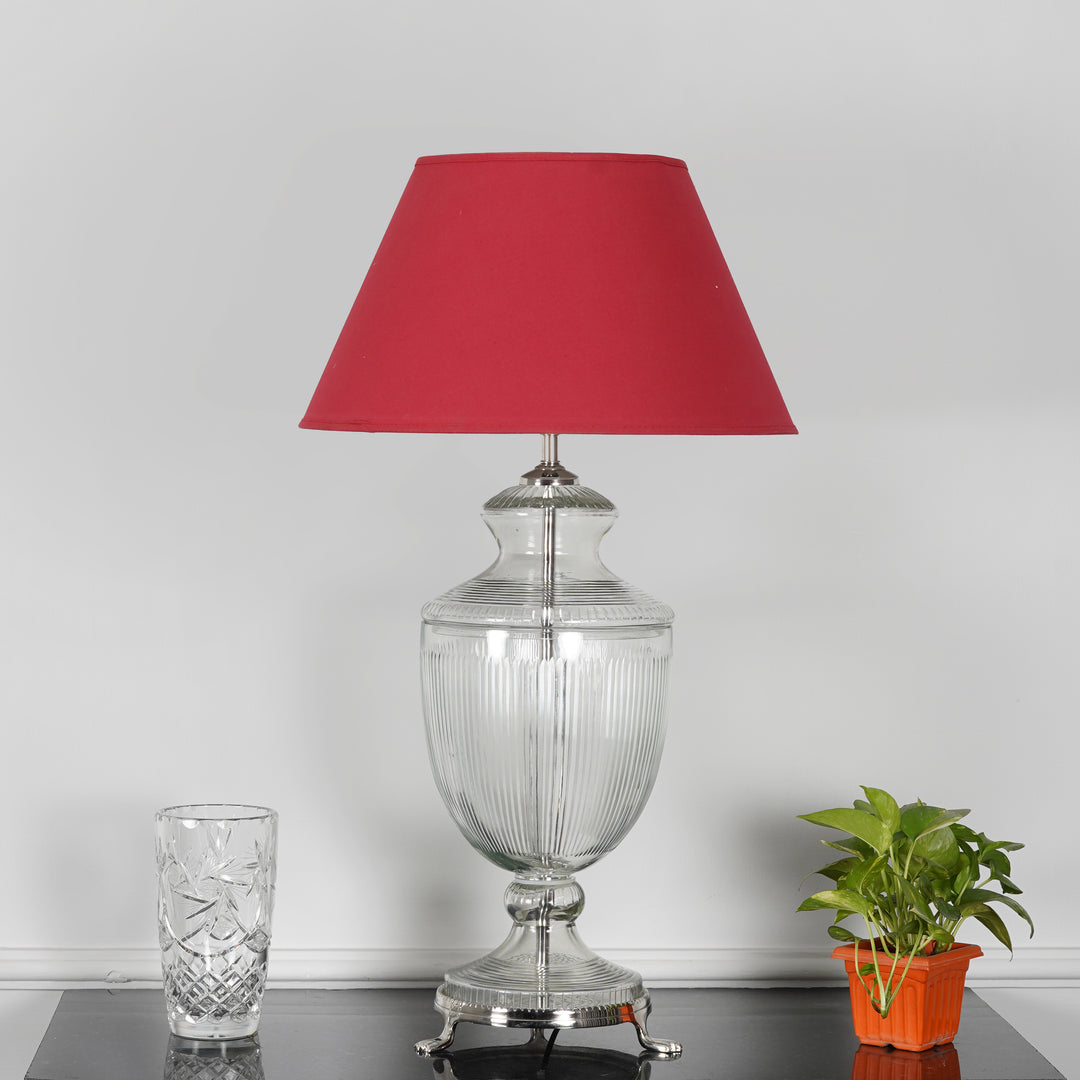 ORRIS Clear Glass Table Lamp With White Cotton Shade