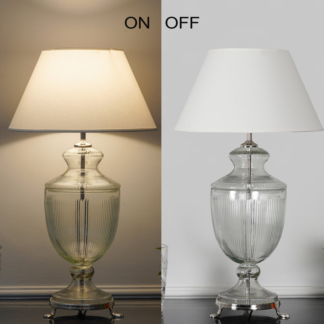 ORRIS Clear Glass Table Lamp With White Cotton Shade