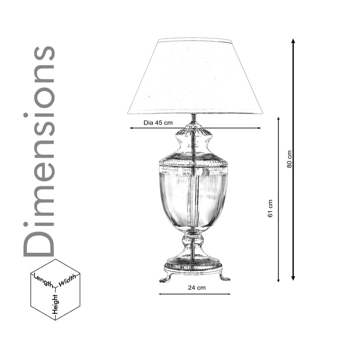 ORRIS Clear Glass Table Lamp With White Cotton Shade