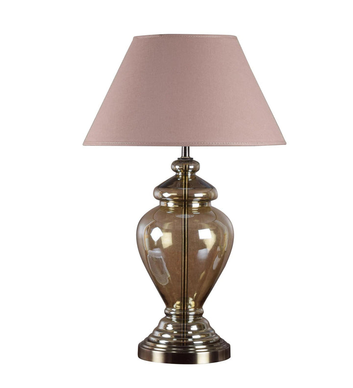 SYRACUSE champagne Glass Table Lamp With Cotton Shade