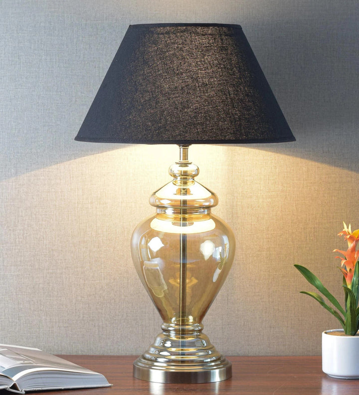 SYRACUSE champagne Glass Table Lamp With Cotton Shade