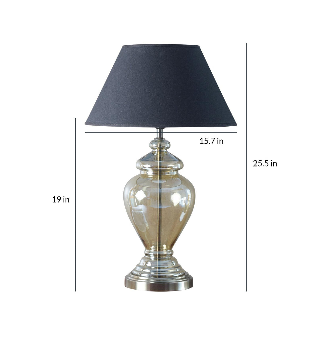 SYRACUSE champagne Glass Table Lamp With Cotton Shade