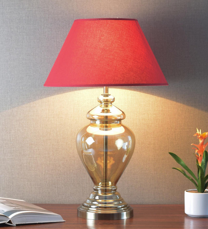 SYRACUSE champagne Glass Table Lamp With Cotton Shade