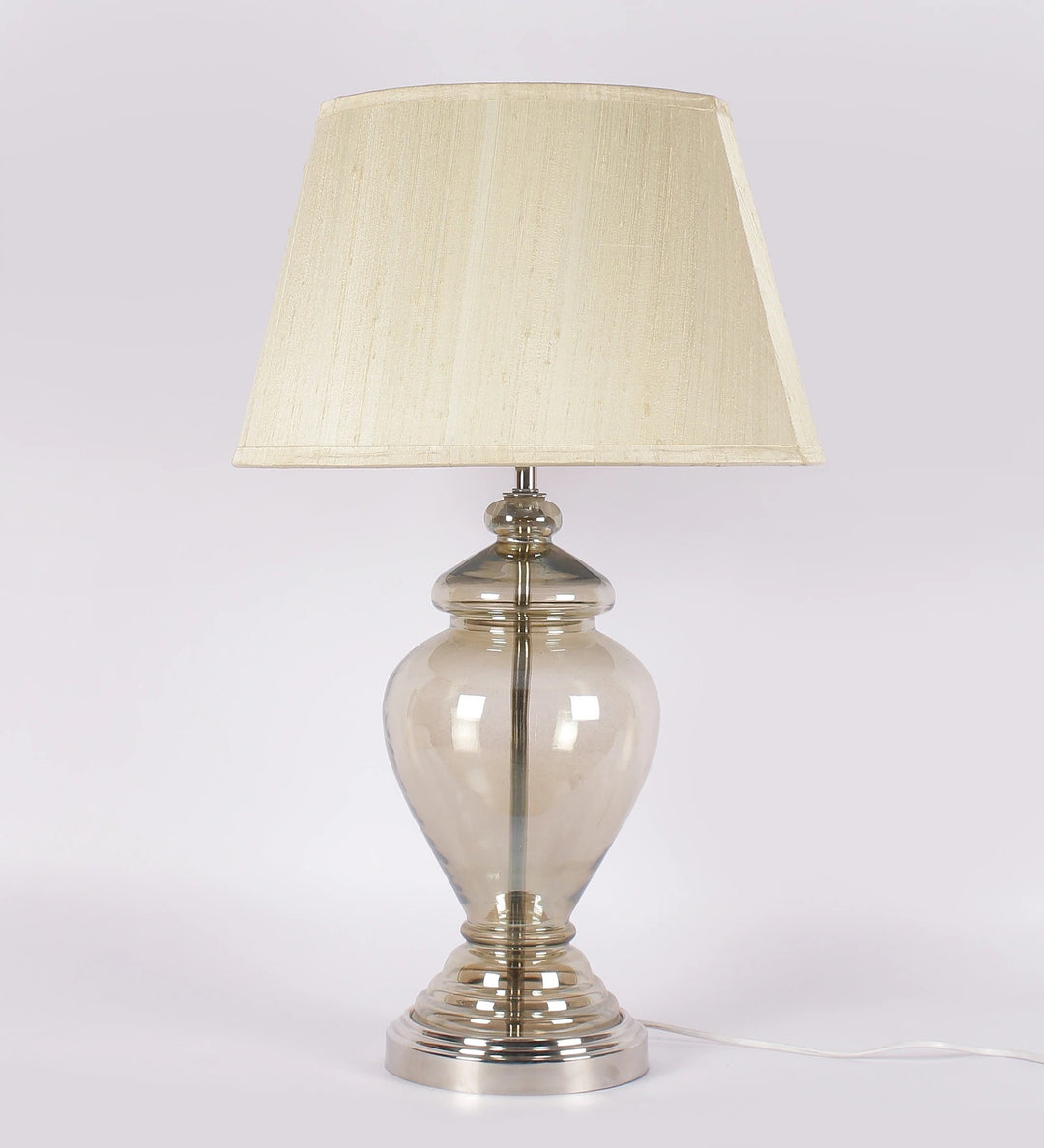 SYRACUSE champagne Glass Table Lamp With Cotton Shade