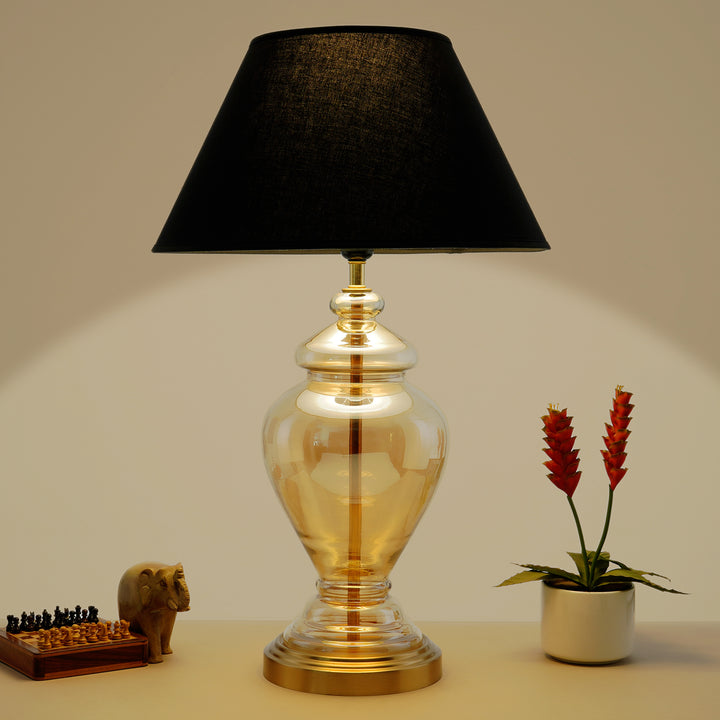 SYRACUSE Amber Glass Table Lamp With Cotton Shade