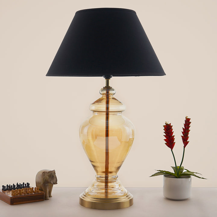 SYRACUSE Amber Glass Table Lamp With Cotton Shade