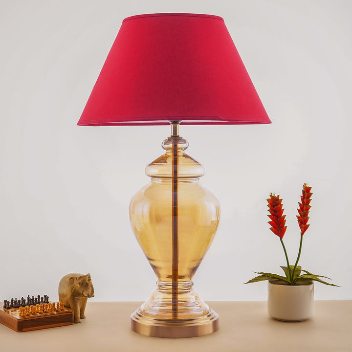 SYRACUSE Amber Glass Table Lamp With Cotton Shade