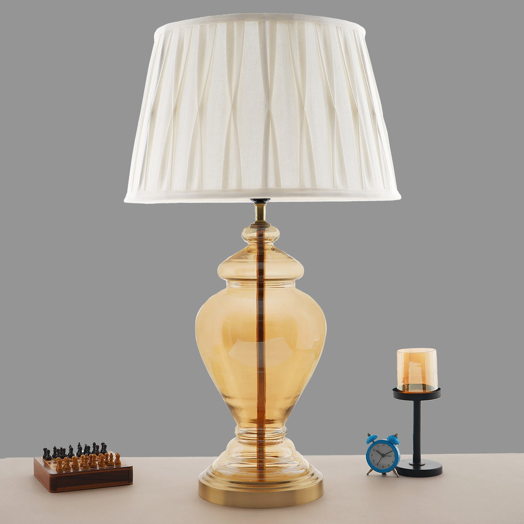 SYRACUSE Amber Glass Table Lamp With Cotton Shade