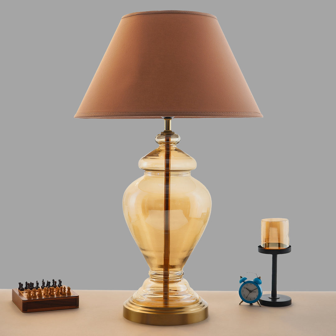SYRACUSE Amber Glass Table Lamp With Cotton Shade