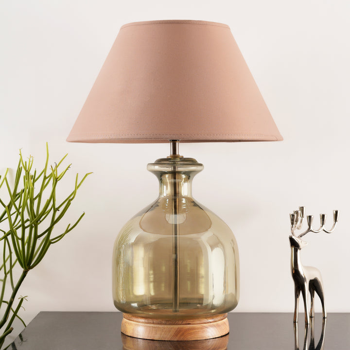 ALPER Smoke Luster Glass Table Lamp With Cotton Shade