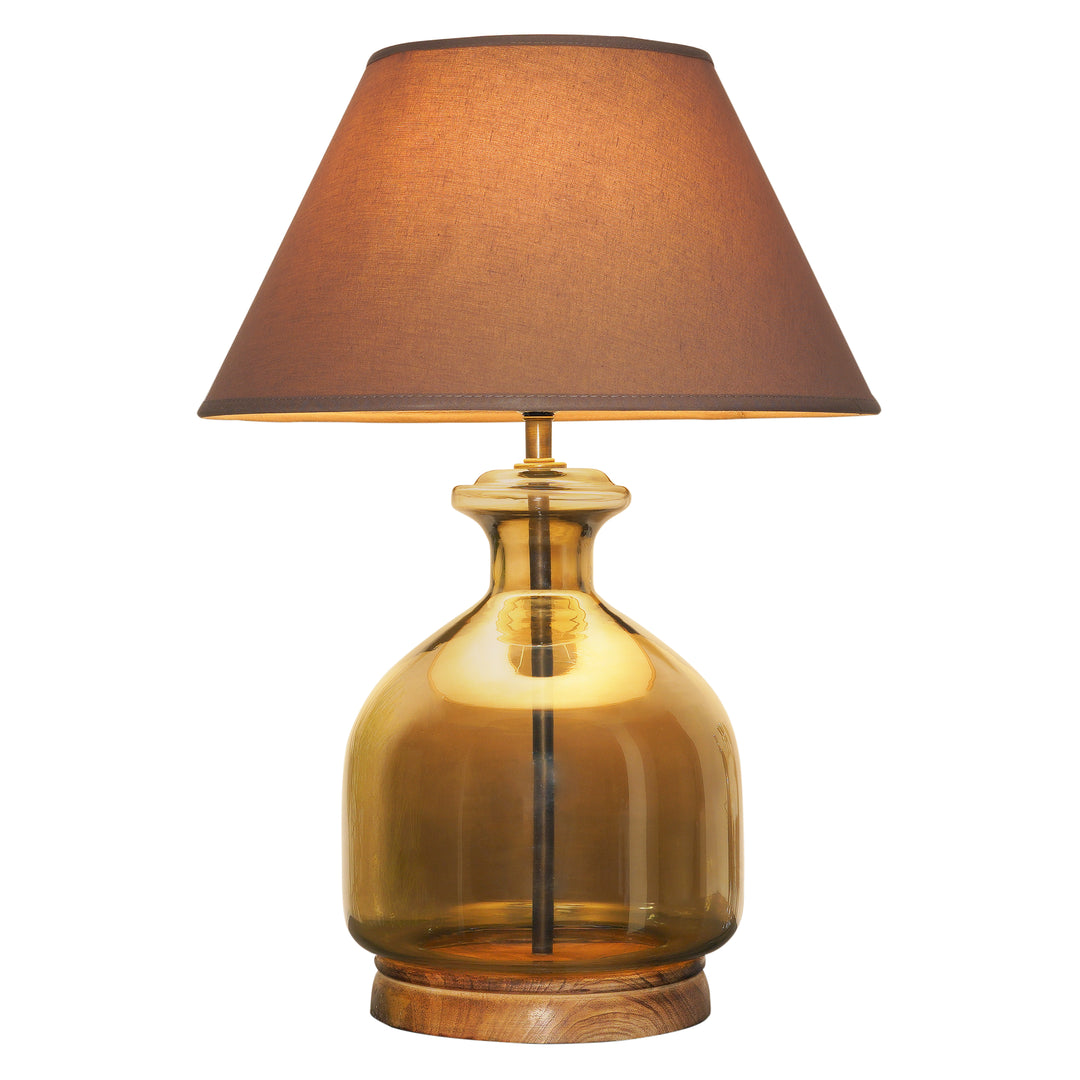 ALPER Smoke Luster Glass Table Lamp With Cotton Shade