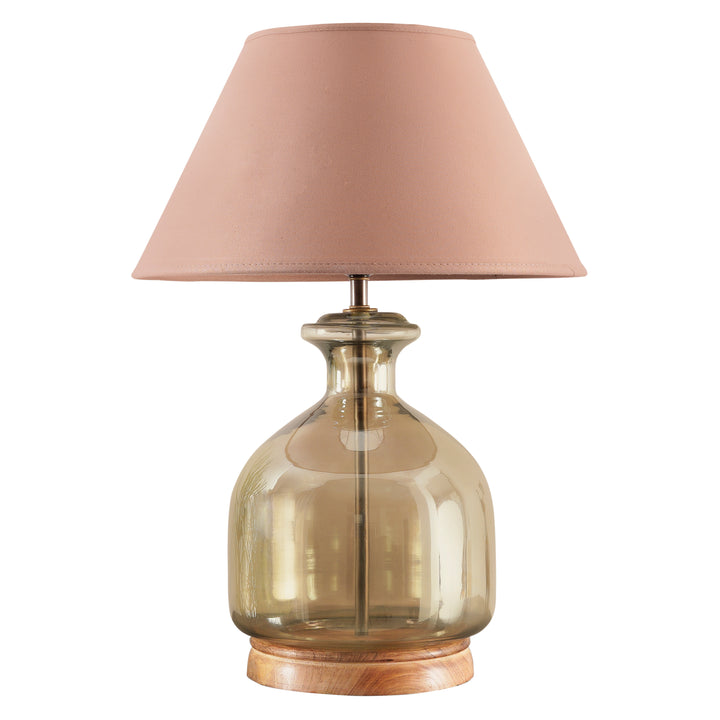 ALPER Smoke Luster Glass Table Lamp With Cotton Shade