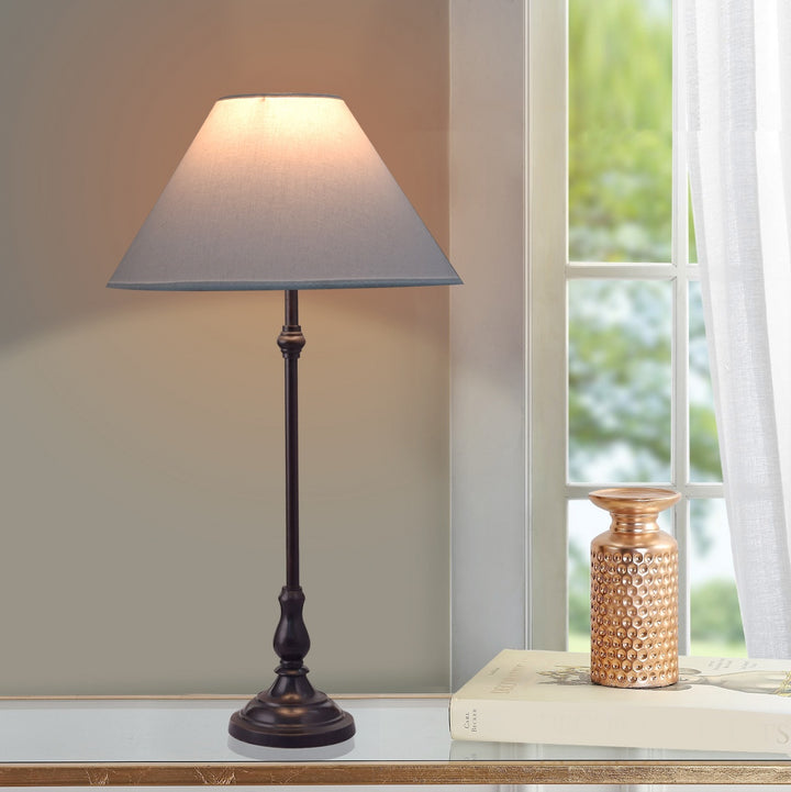 Maya Black Finishn Metal Table Lamp With Beige Cotton Shade