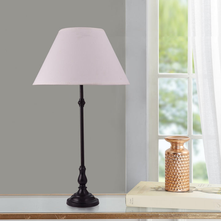 Maya Black Finishn Metal Table Lamp With Beige Cotton Shade