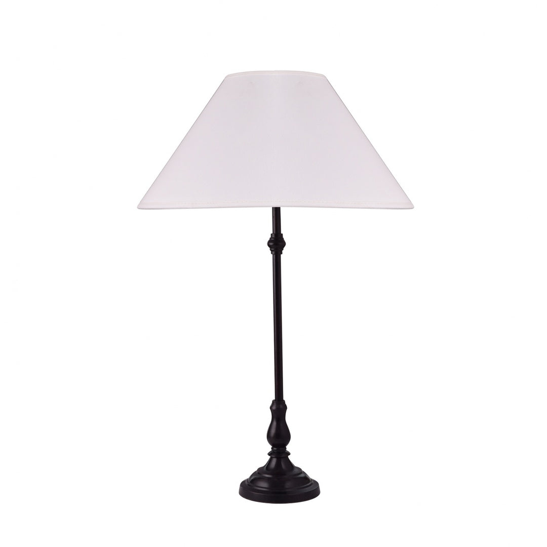 Maya Black Finishn Metal Table Lamp With Beige Cotton Shade