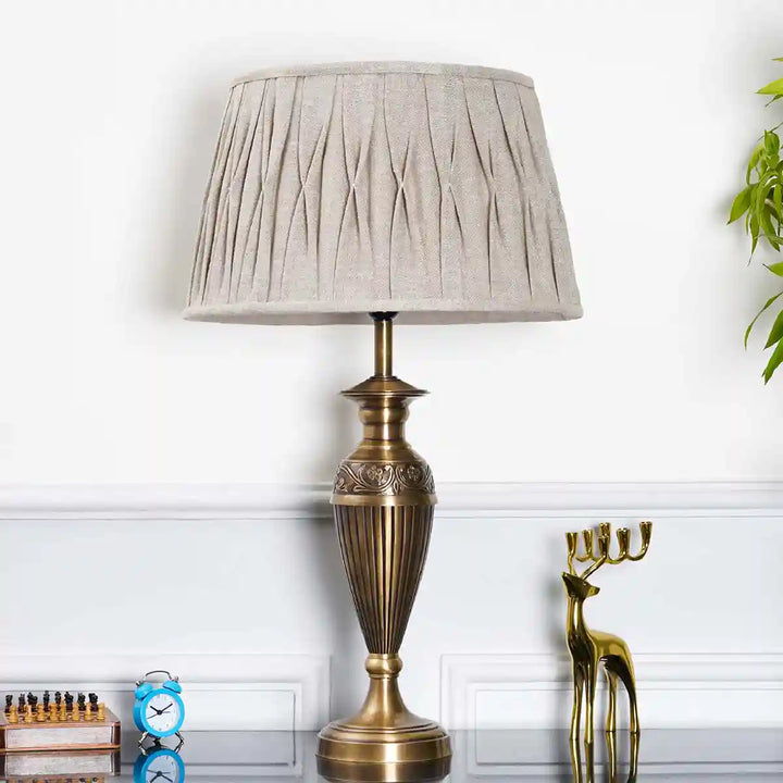 Ingleby Antique Brass Table Lamp With Cotton Black Shade