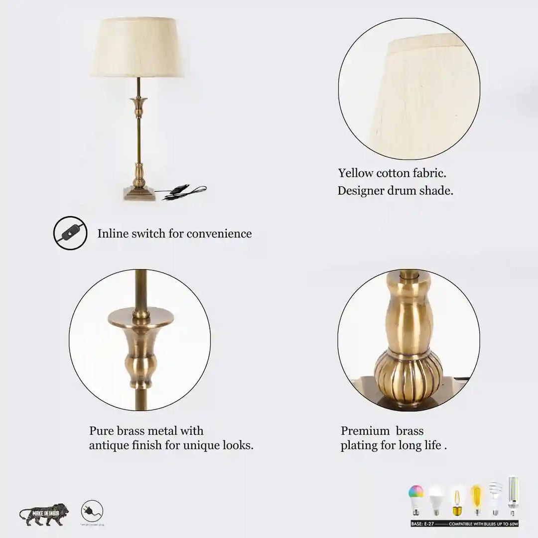 Delta Brass Table Lamp With Off White Linen Shade