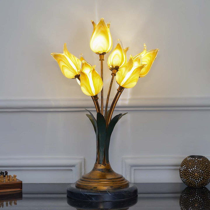 Zack Tulips Glass and Metal Table Lamp