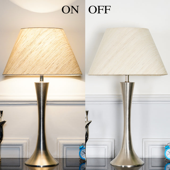TICO Chrome Metal Table Lamp With Off White Linen Shade