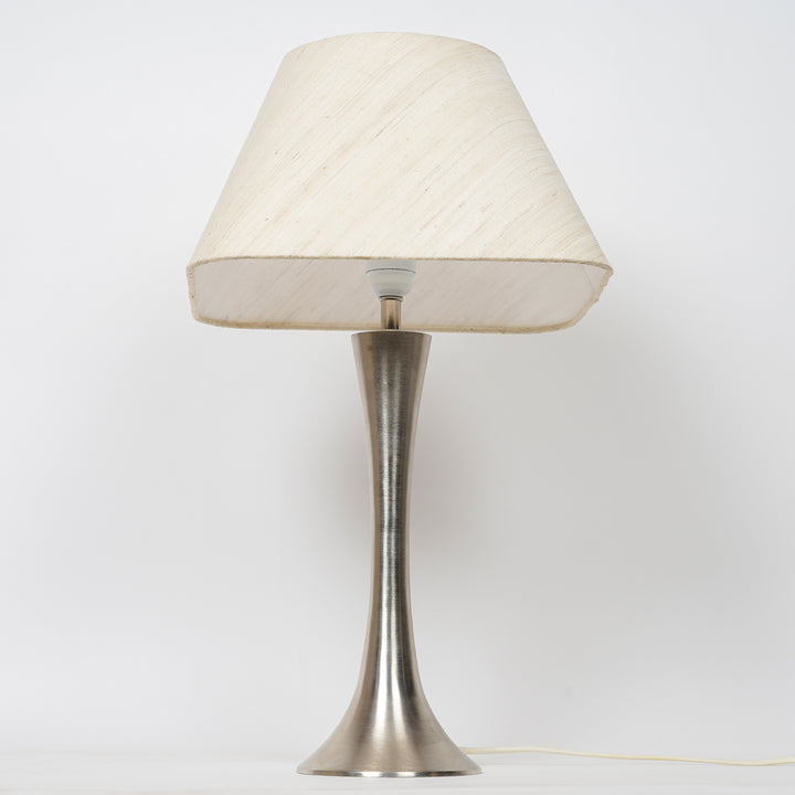 TICO Chrome Metal Table Lamp With Off White Linen Shade