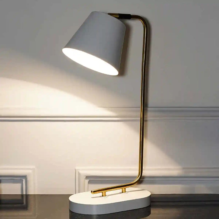 Cona Matte White and Brass Table Lamp