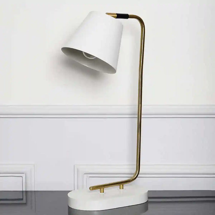 Cona Matte White and Brass Table Lamp