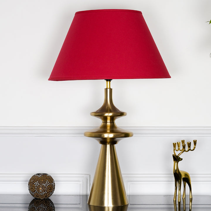 GLOUCESTER Metal Table Lamp With Maroon Cotton Shade