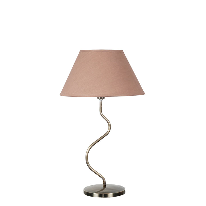 Lysandra Zigzag Table Lamp In Antique Brass Finish With Beige Cotton Shade