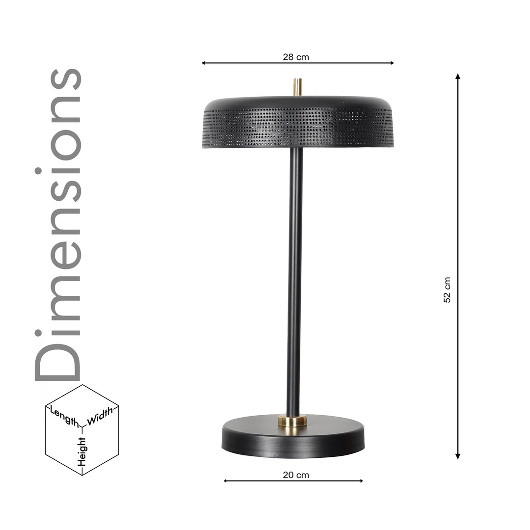 LUMINA Modern Black Metal Table Lamp | Single Light E14 Holder Decorative Desk Lamp