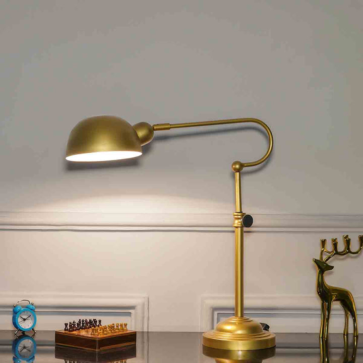 Borgillio Antique Brass Finish Metal Study Table Lamp