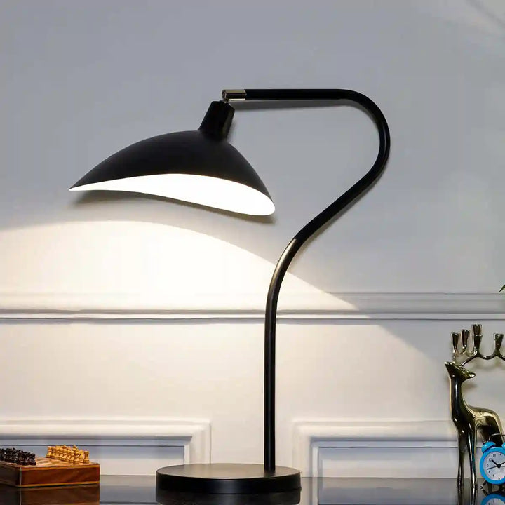 Volta Black Finish Metal Study Table Lamp