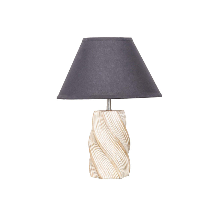 BURFORD Small Distress White Finish  Wood Table Lamp With Cotton Shade