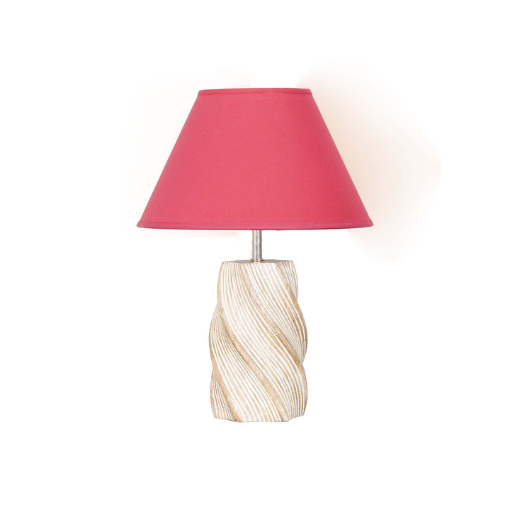 BURFORD Small Distress White Finish  Wood Table Lamp With Cotton Shade