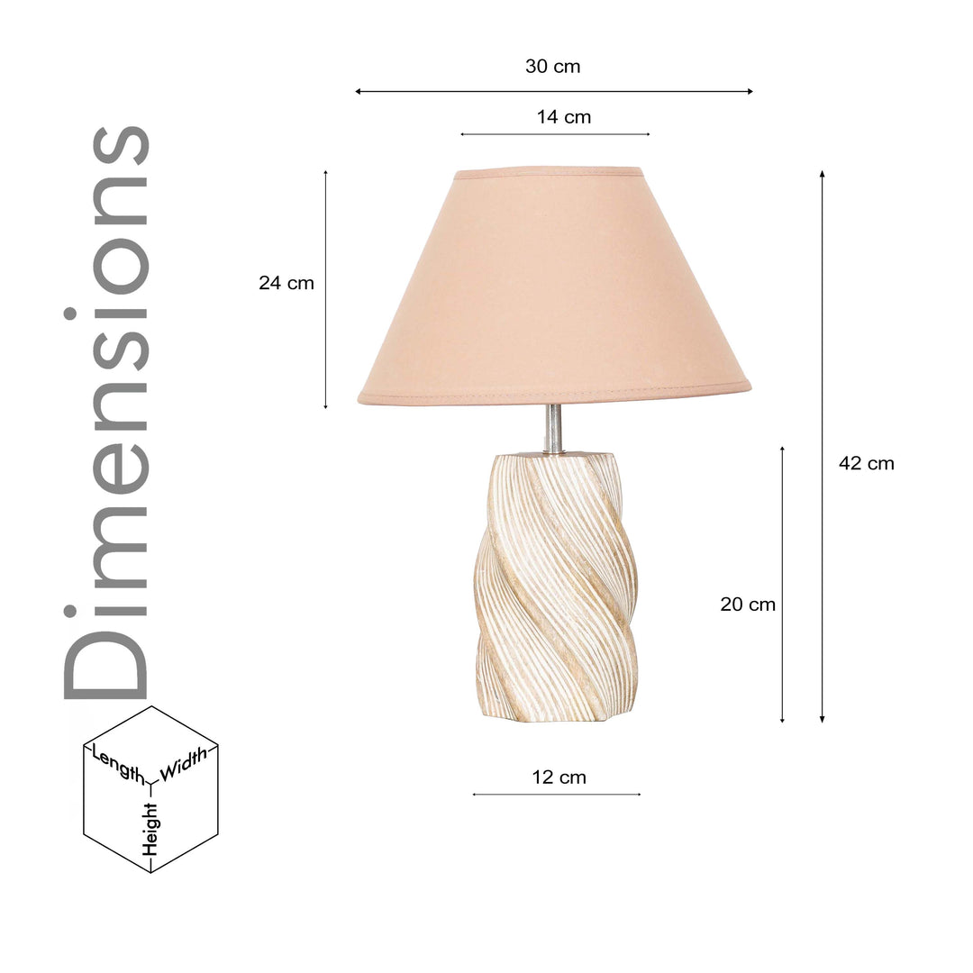 BURFORD Small Distress White Finish  Wood Table Lamp With Cotton Shade