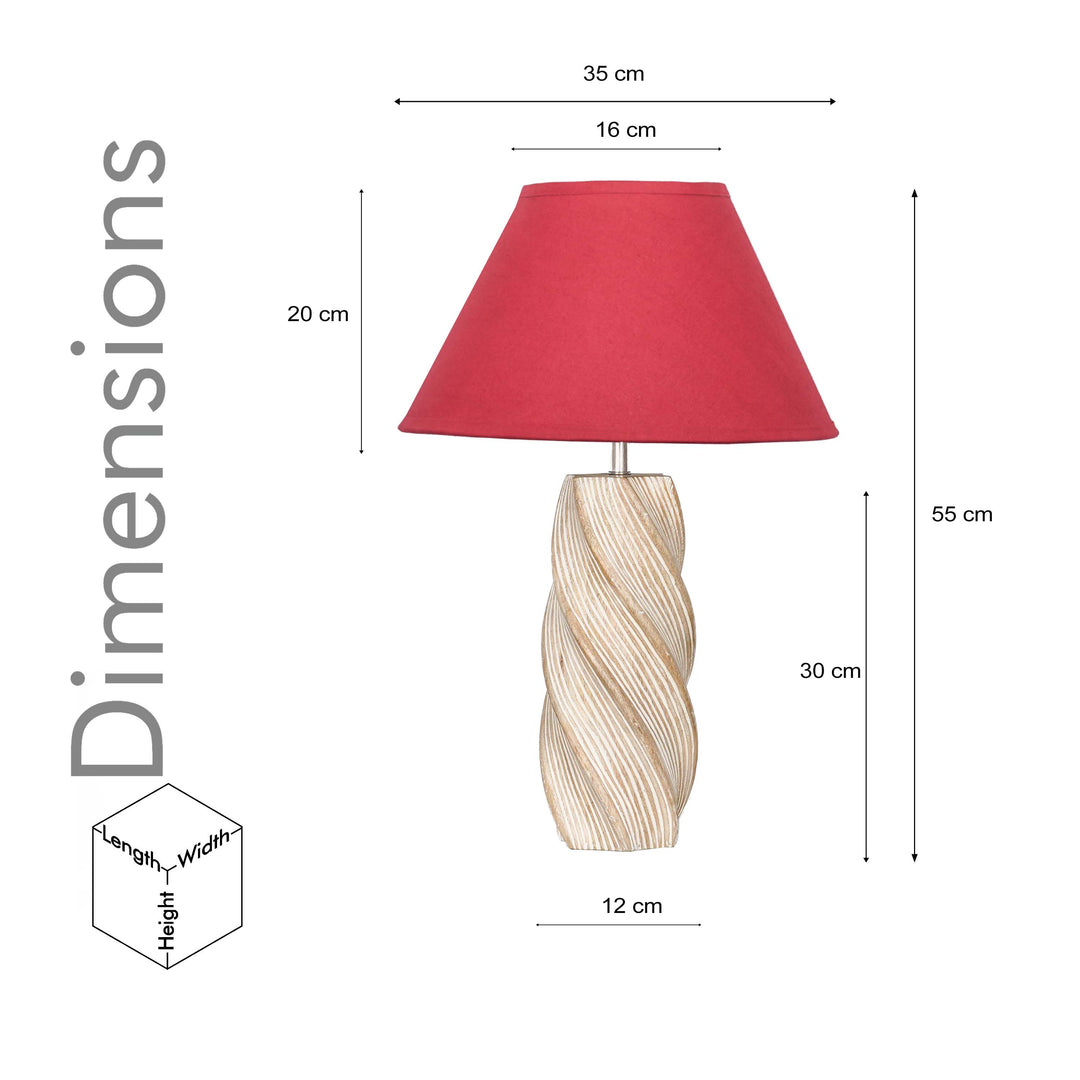 BURFORD  Distress White Finish  Wood Table Lamp With Beige Cotton Shade