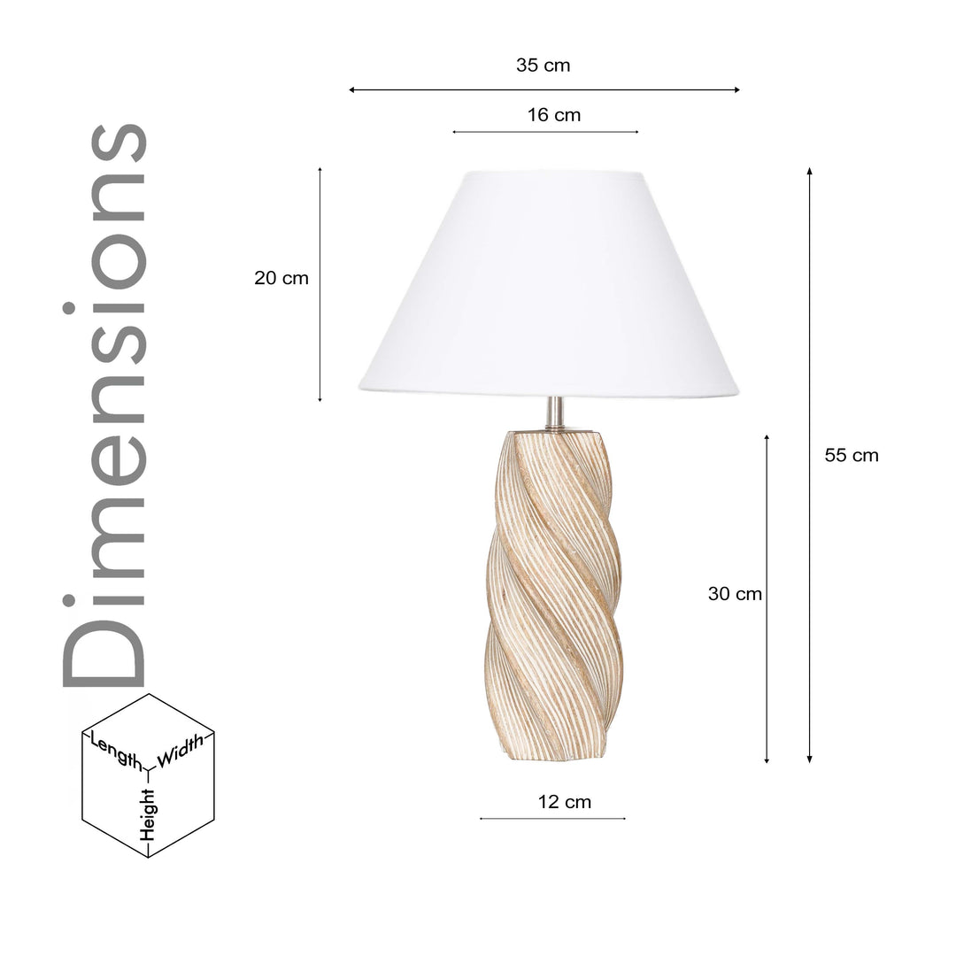 BURFORD  Distress White Finish  Wood Table Lamp With Beige Cotton Shade