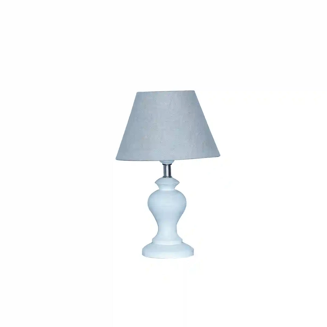 Limina White Wood Table Lamp With Off-White Cotton Shade