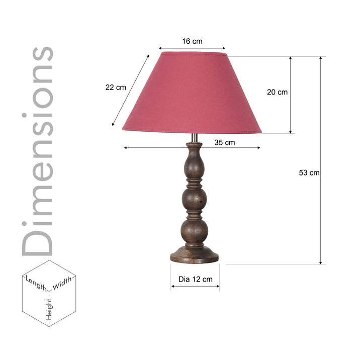 SAKI Honey Finish Wood Table Lamp With Cotton Shade