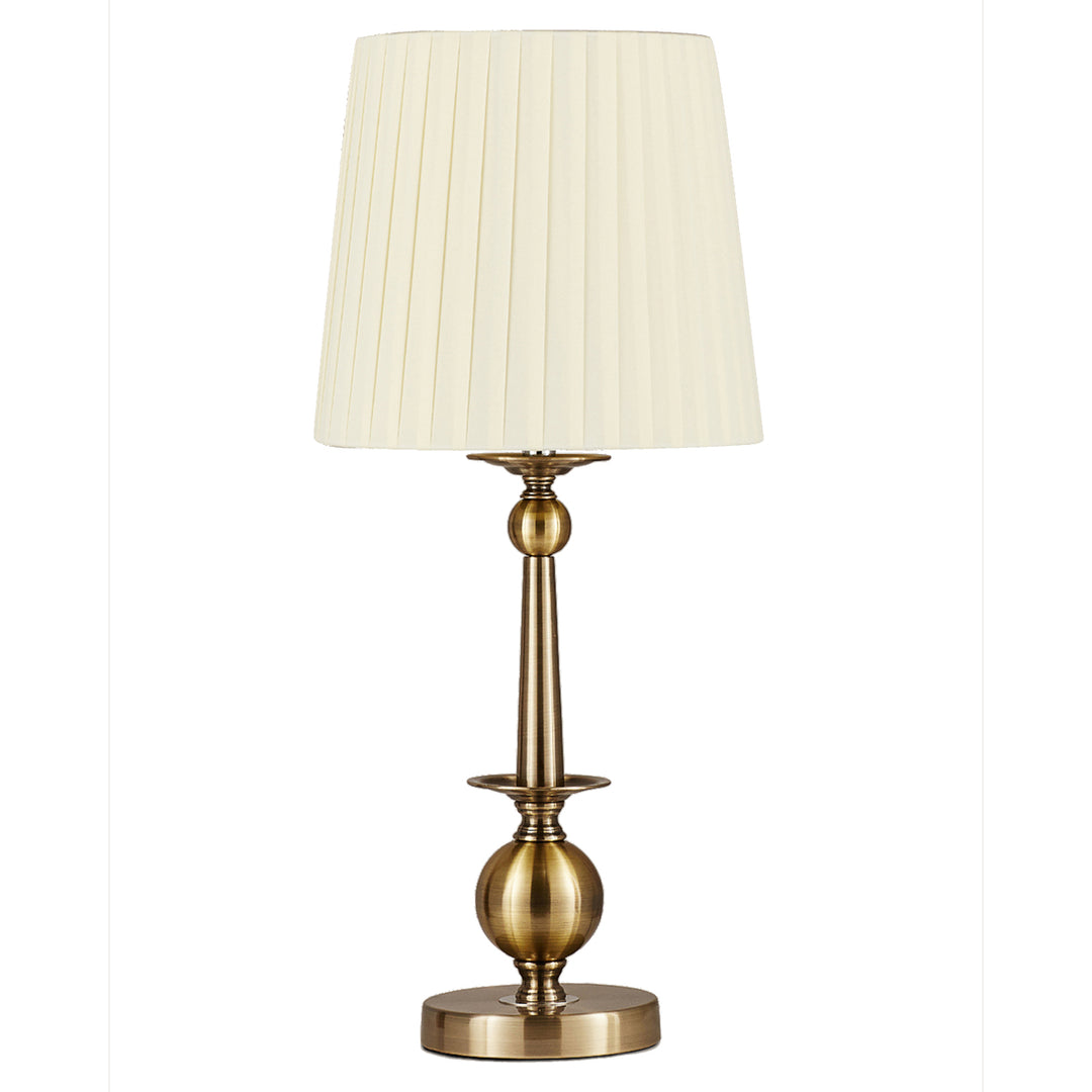 AFROZE Antique Brass Finish Metal Table Lamp with White Cotton Fabric Shade | Modern Bedside Lamp for Bedroom, Living Room, Study & Home Decor
