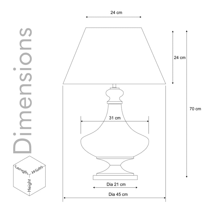 DELICEA Smoke Glass and Chrome Finish Metal Table Lamp With Black Cotton Shade