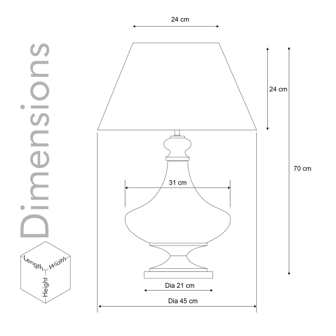 DELICEA Smoke Glass and Chrome Finish Metal Table Lamp With Black Cotton Shade